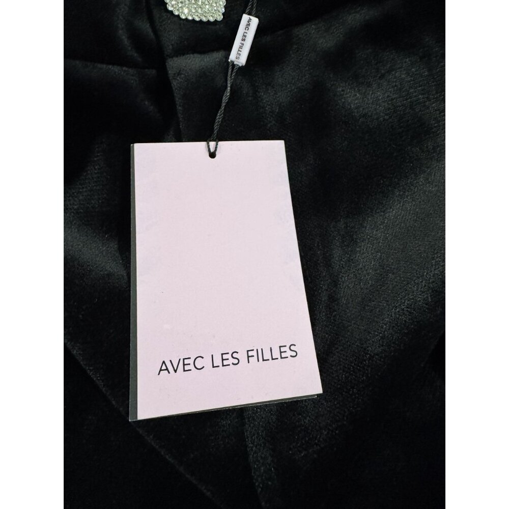 AVEC LES FILLES Women Black Velvet Dress Pants 2 - Picture 7 of 7